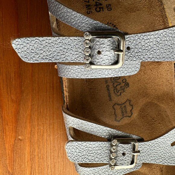EUC Birkenstock Birki's Silver Metallic Crystal Buckle Granada Sandals - 7/EU 38 - Picture 10 of 12